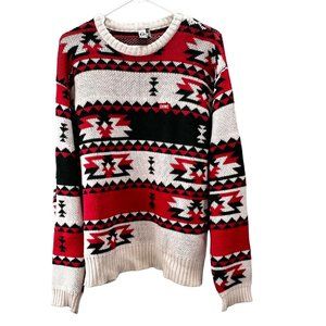 Chums Aztec Sweater Crewneck Southwestern size M Oversized Chunky Fit